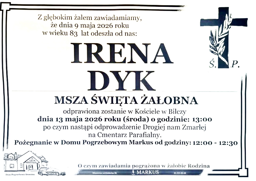 Pożegnanie śp. Pani Ireny Dyk